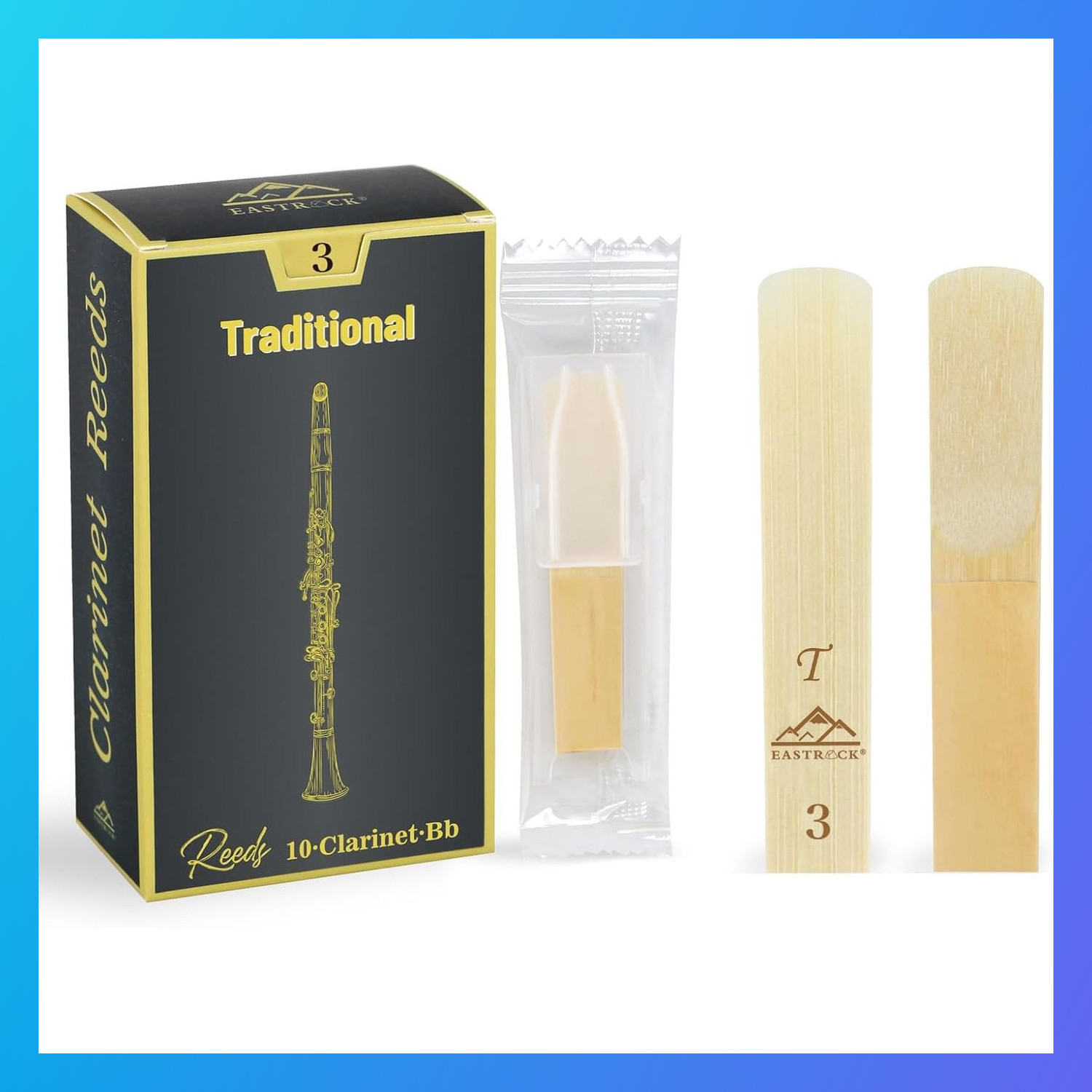 EASTROCK Bb Clarinet Reeds 3.0 10 Pack Professional Cane