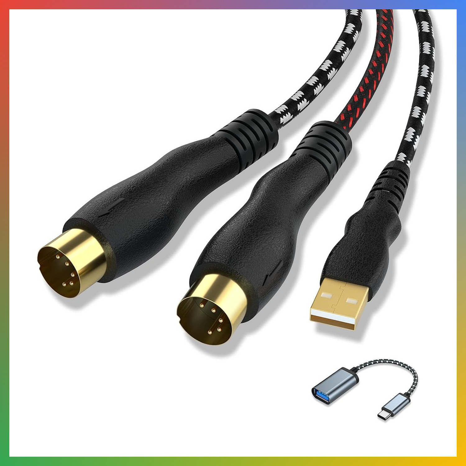 Midi to USB Cable 6.5Ft Converter Adapter for Keyboard Piano PC Mac Laptop