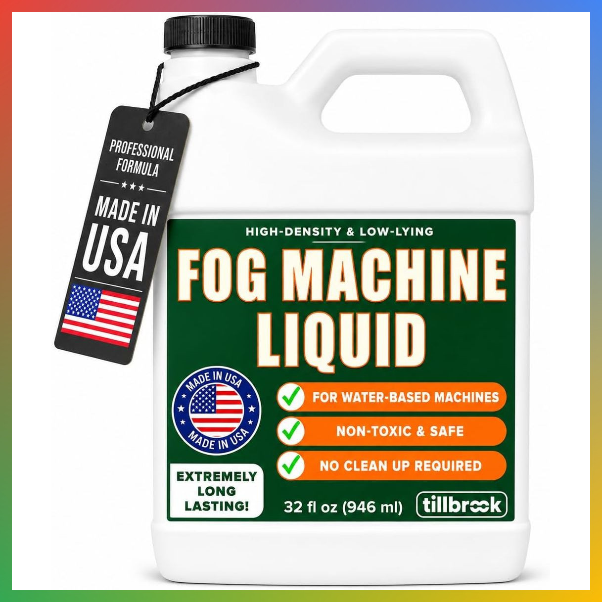 Fog Machine Liquid, 32 oz, High-Density, Long-Lasting, Water-Based Formula